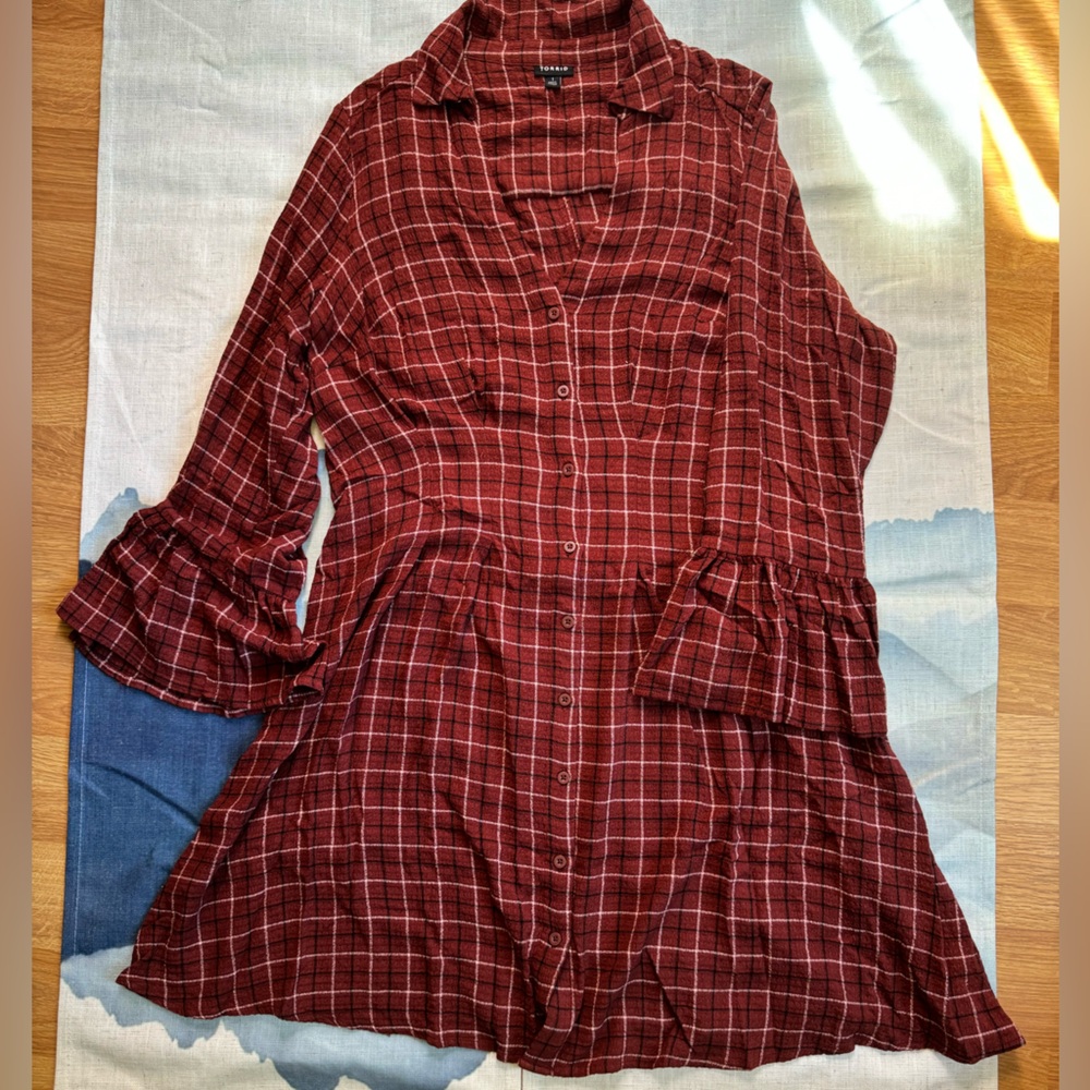 Torrid Rust Colored Windowpane Pattern Dress, Siz… - image 1